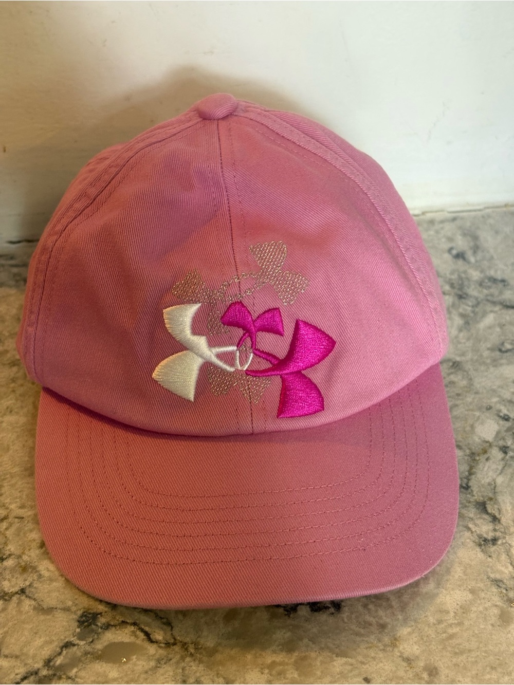 Under Armour Kids Pink Baseball Hat with Embroidered Logos